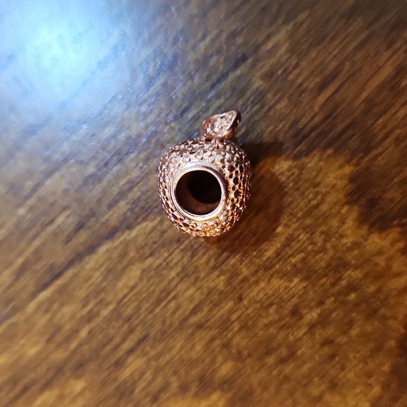 14 Kt Rose Gold Plated Sterling Silver Textured Matte Apple Charm - Picture 4 of 6